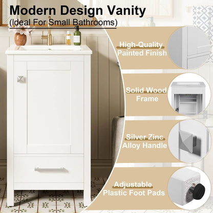 Bathroom Vanity Ceramic Sink and Divider Drawer