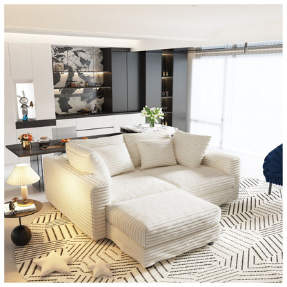 Deep Seat Sofa Bed With Ottoman and Soft Pillows