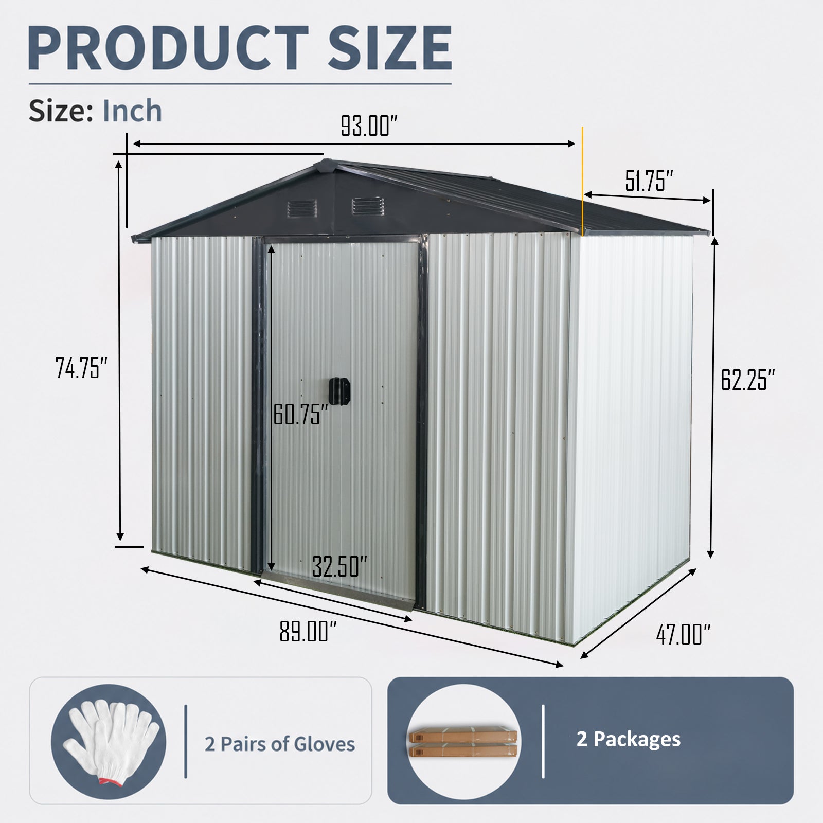 8ft x 4ft outdoor metal storage shed HouseOfZazla, grey steel panels on Tampa Home & Garden Store