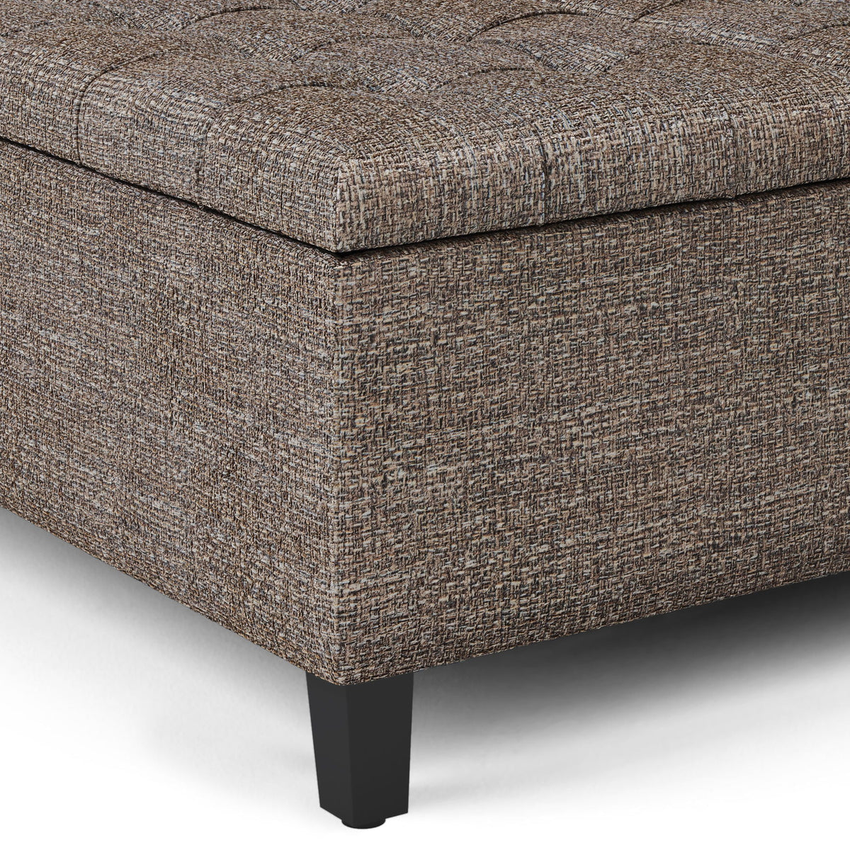 Harrison Tufted Lift Top Storage Ottoman in brown textured fabric by HouseOfZazla on Tampa Home & Garden Store