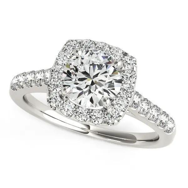 Square Shape Halo Diamond Engagement Ring in 14k White Gold, 1 1/2 cttw, pavé band by Bids.com on Tampa Home & Garden Store