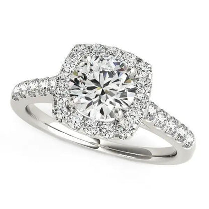 Square Shape Halo Diamond Engagement Ring in 14k White Gold, 1 1/2 cttw, pavé band by Bids.com on Tampa Home & Garden Store
