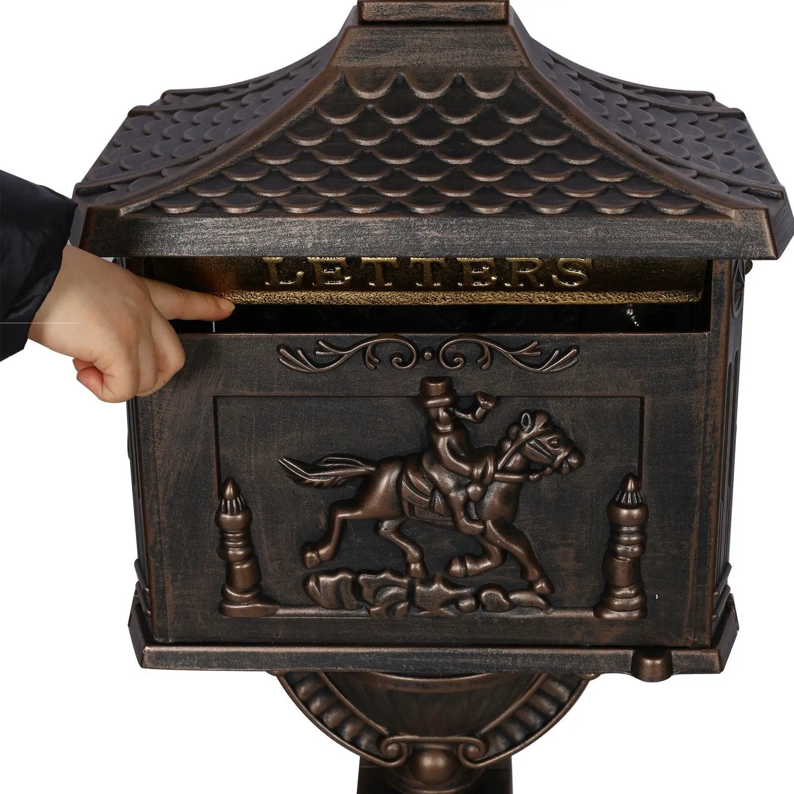 Cast aluminum mailbox outdoor decor bronze with LETTERS slot by Unique Piece Furniture on Tampa Home & Garden Store