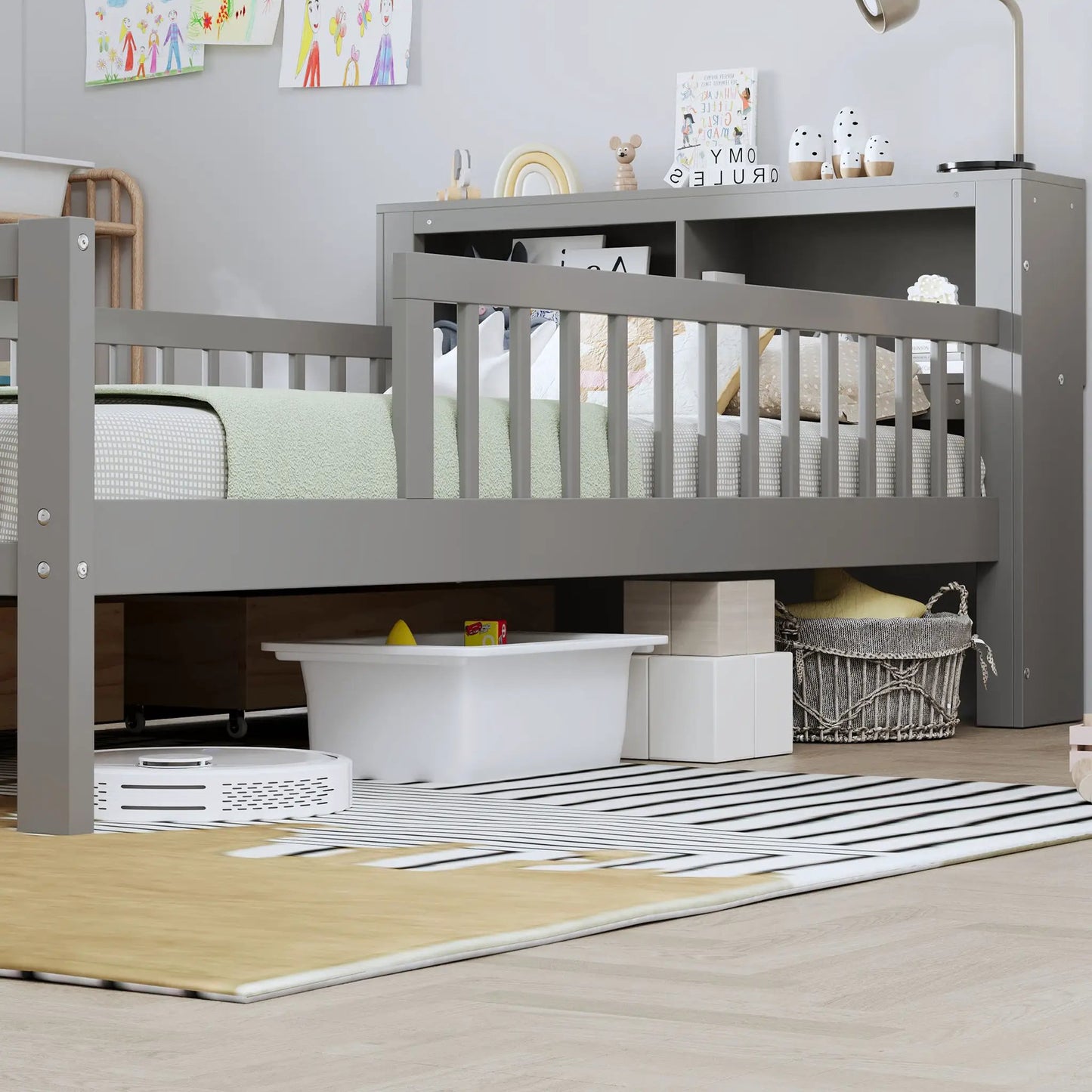 Bed With Headboard Storage and Under Bed Drawers