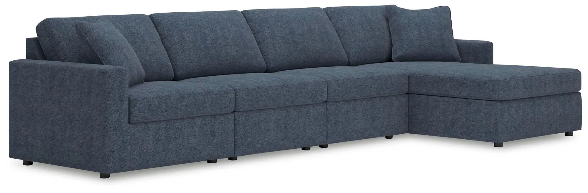 Modmax stationary sectional ink blue fabric with right chaise, 4-seat configuration on Tampa Home & Garden Store