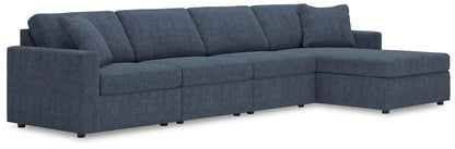 Modmax stationary sectional ink blue fabric with right chaise, 4-seat configuration on Tampa Home & Garden Store