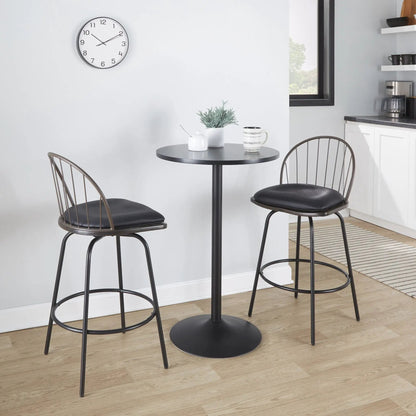 Riley Claire counter stools, fixed-height swivel, black metal with round footrest, set of 2 on Tampa Home & Garden Store