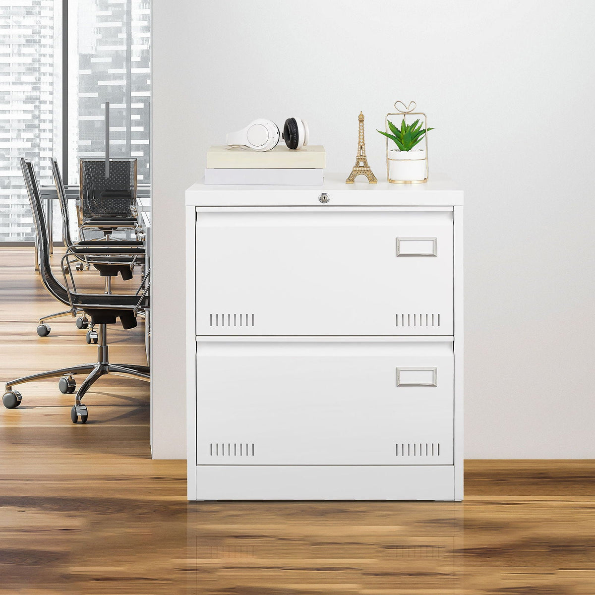 Locking metal filing cabinet 3-drawer white, HouseOfZazla brand office furniture on Tampa Home & Garden Store
