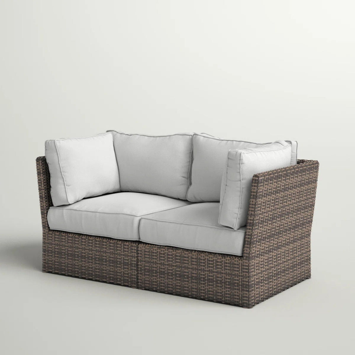 Modern patio wicker loveseat with gray cushions and brown wicker frame by HouseOfZazla on Tampa Home & Garden Store
