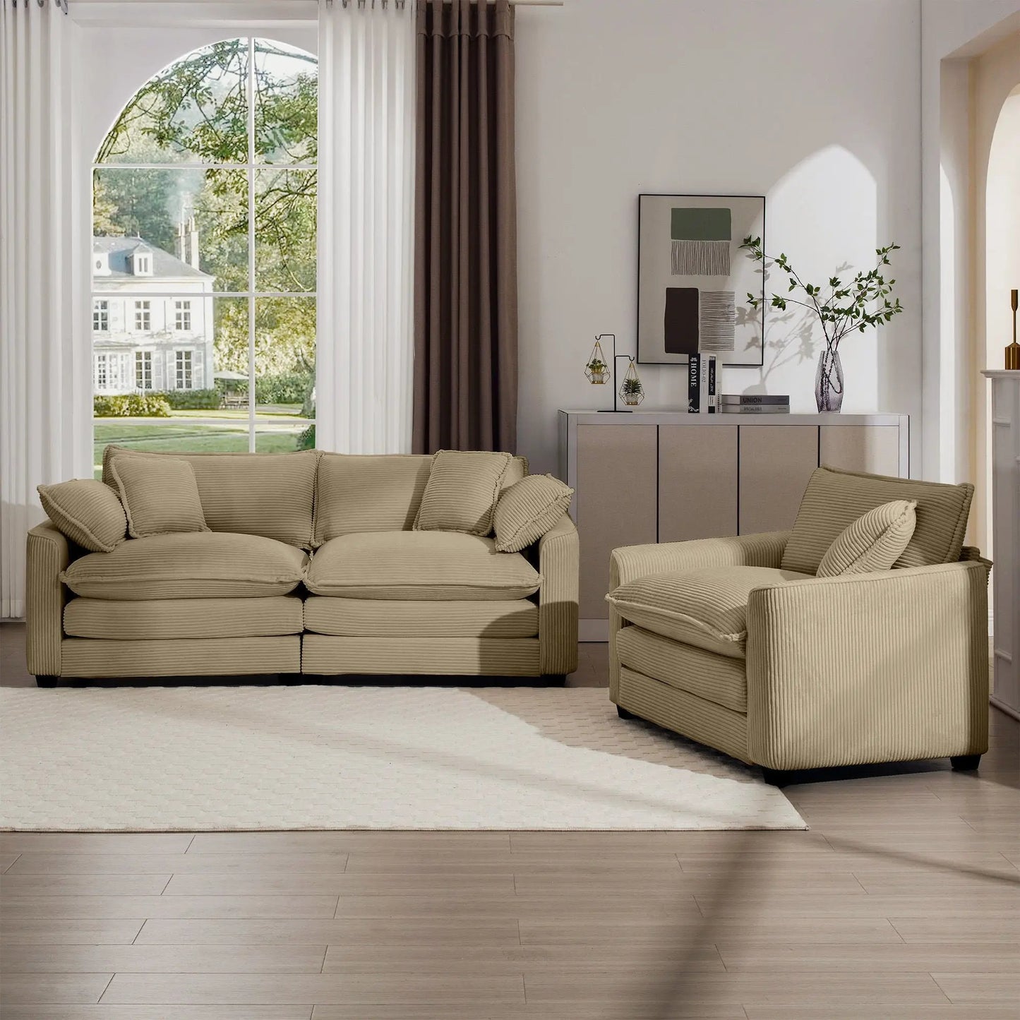 Elegant Sectional Sofa Set with Deep Seats