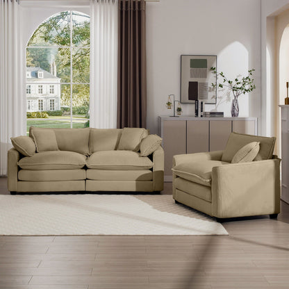 Elegant oversized beige sectional sofa set with deep seats and ottoman, 3-piece set on Tampa Home & Garden Store