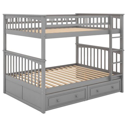 Bunk Bed With Drawers gray frame with ladder and slatted beds, under-bed storage on Tampa Home & Garden Store