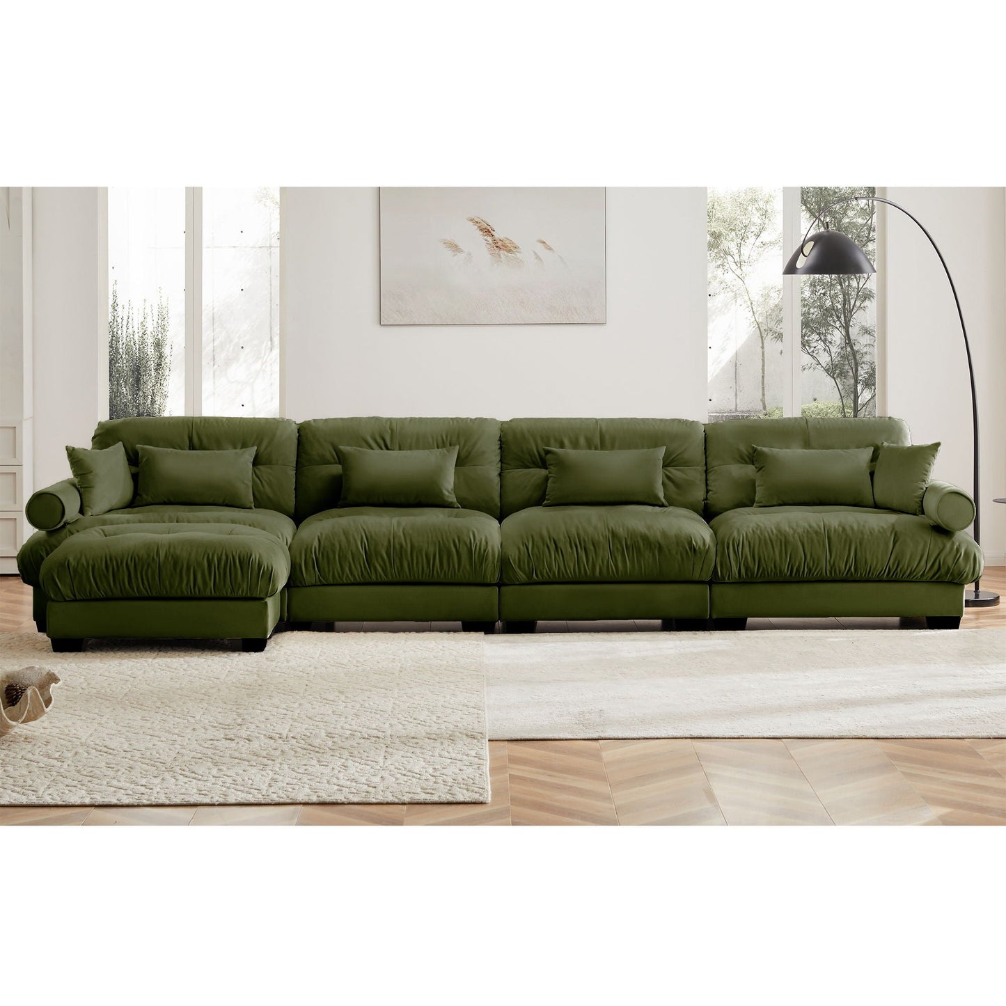Oversized Modular Sofa with Movable Ottoman
