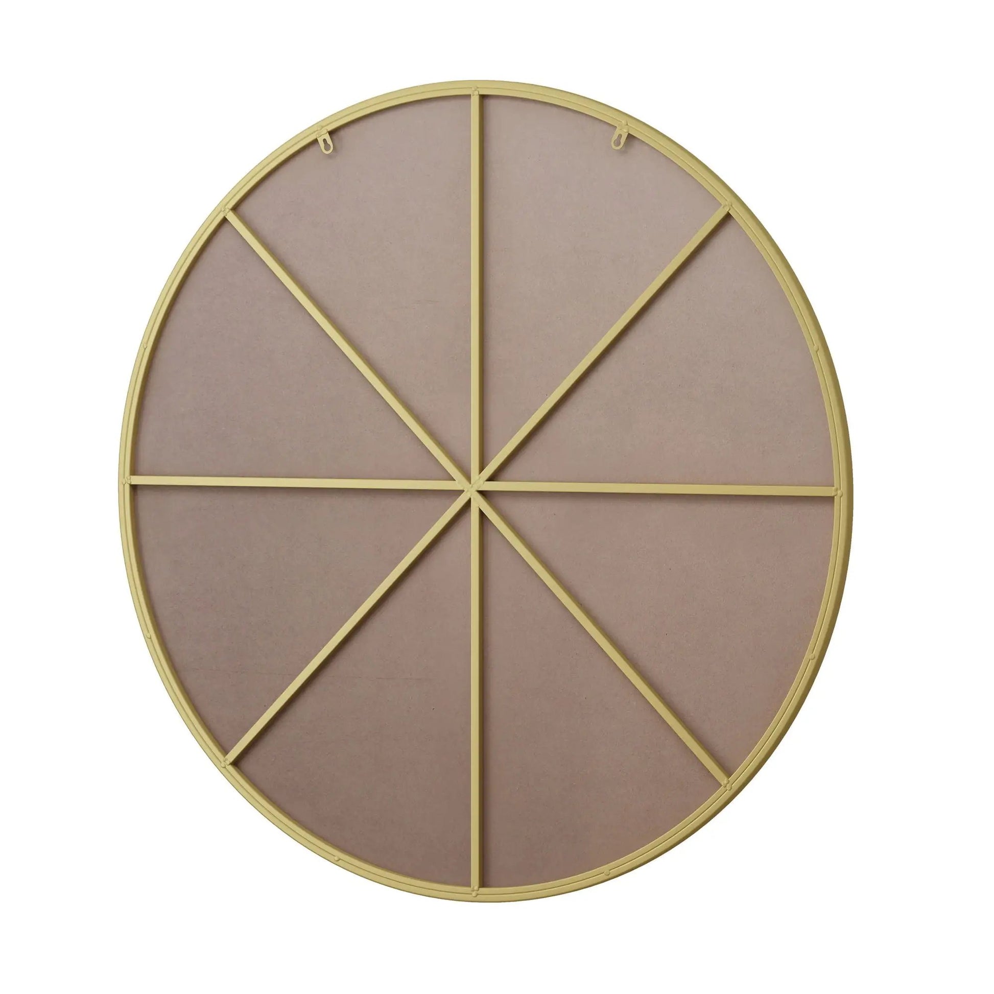 Round wall mirror with gold metal frame and beige backing, radial spokes Unique Piece Furniture on Tampa Home & Garden Store