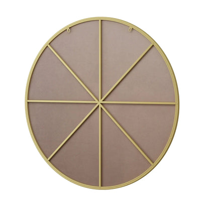 Round wall mirror with gold metal frame and beige backing, radial spokes Unique Piece Furniture on Tampa Home & Garden Store