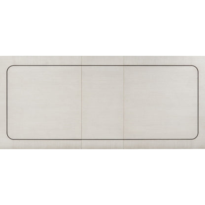 Expandable Dining Table with Metal Inlay in Vanilla White; light panels with black trim on Tampa Home & Garden Store