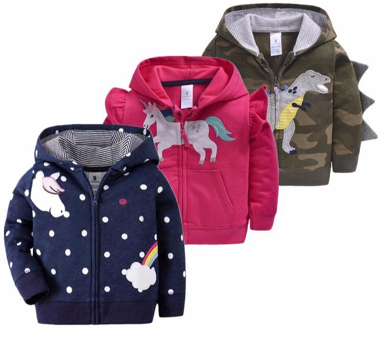Baby hoodies set of 3 by Stevvex navy polka-dot unicorn with rainbow, pink unicorn camo dinosaur on Tampa Home & Garden Store