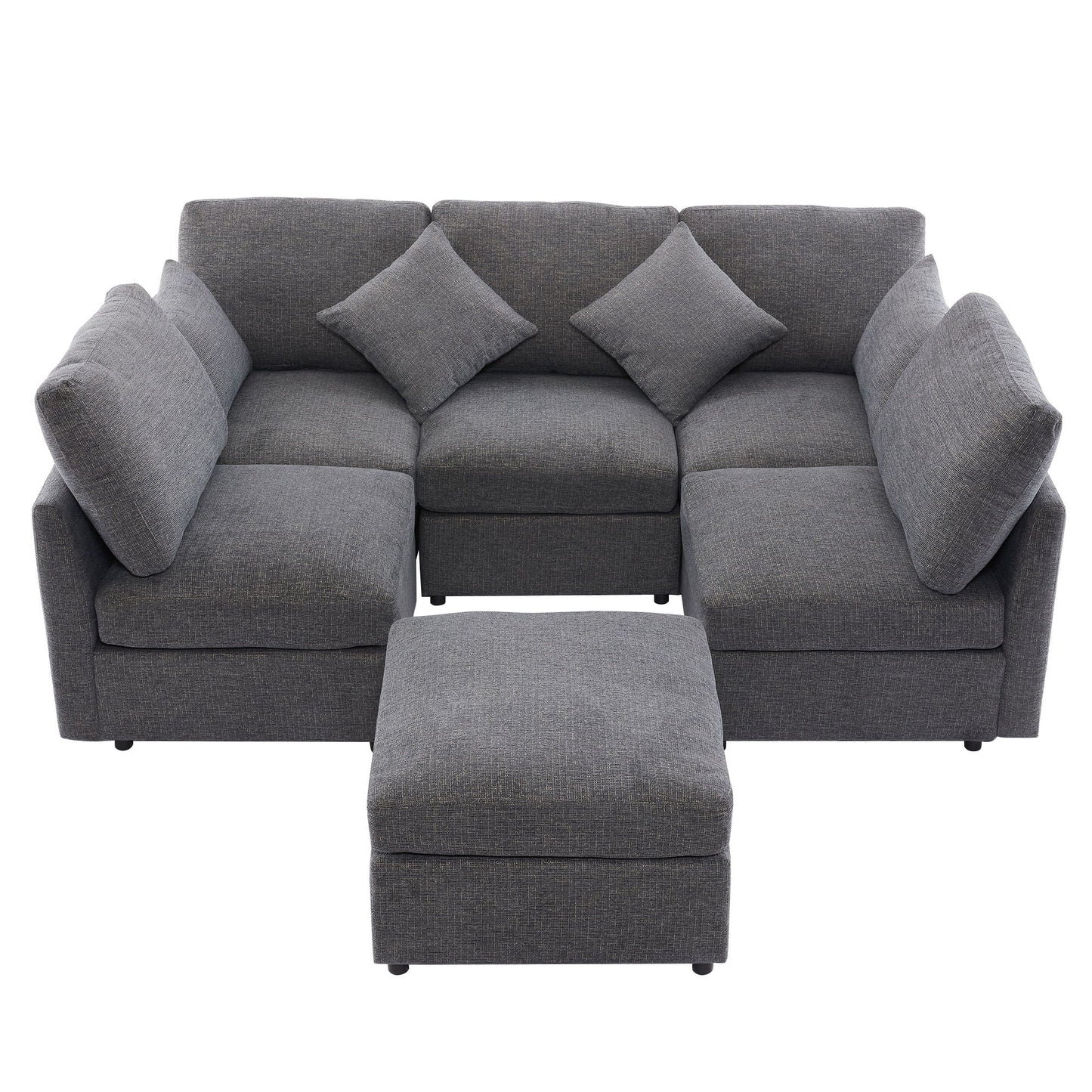 Gray fabric sectional sofa set with ottoman, 2-piece by HouseOfZazla on Tampa Home & Garden Store