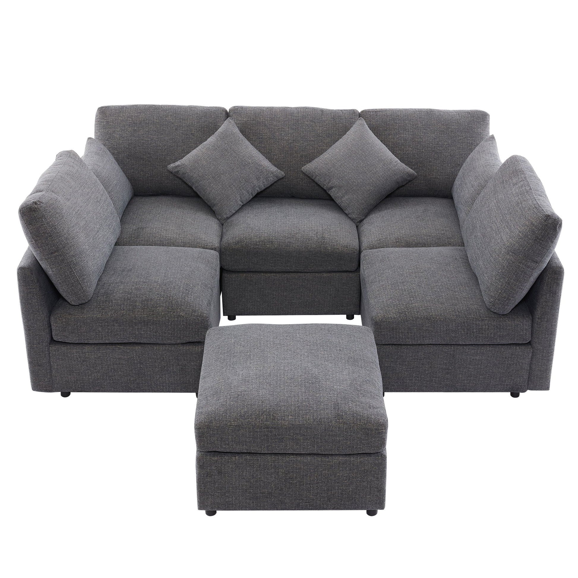 Gray fabric sectional sofa set with ottoman, 2-piece by HouseOfZazla on Tampa Home & Garden Store