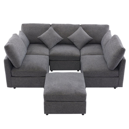 Gray fabric sectional sofa set with ottoman, 2-piece by HouseOfZazla on Tampa Home & Garden Store