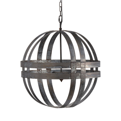 4-Light Galvanized Globe Chandelier with adjustable chain in gray finish on Tampa Home & Garden Store