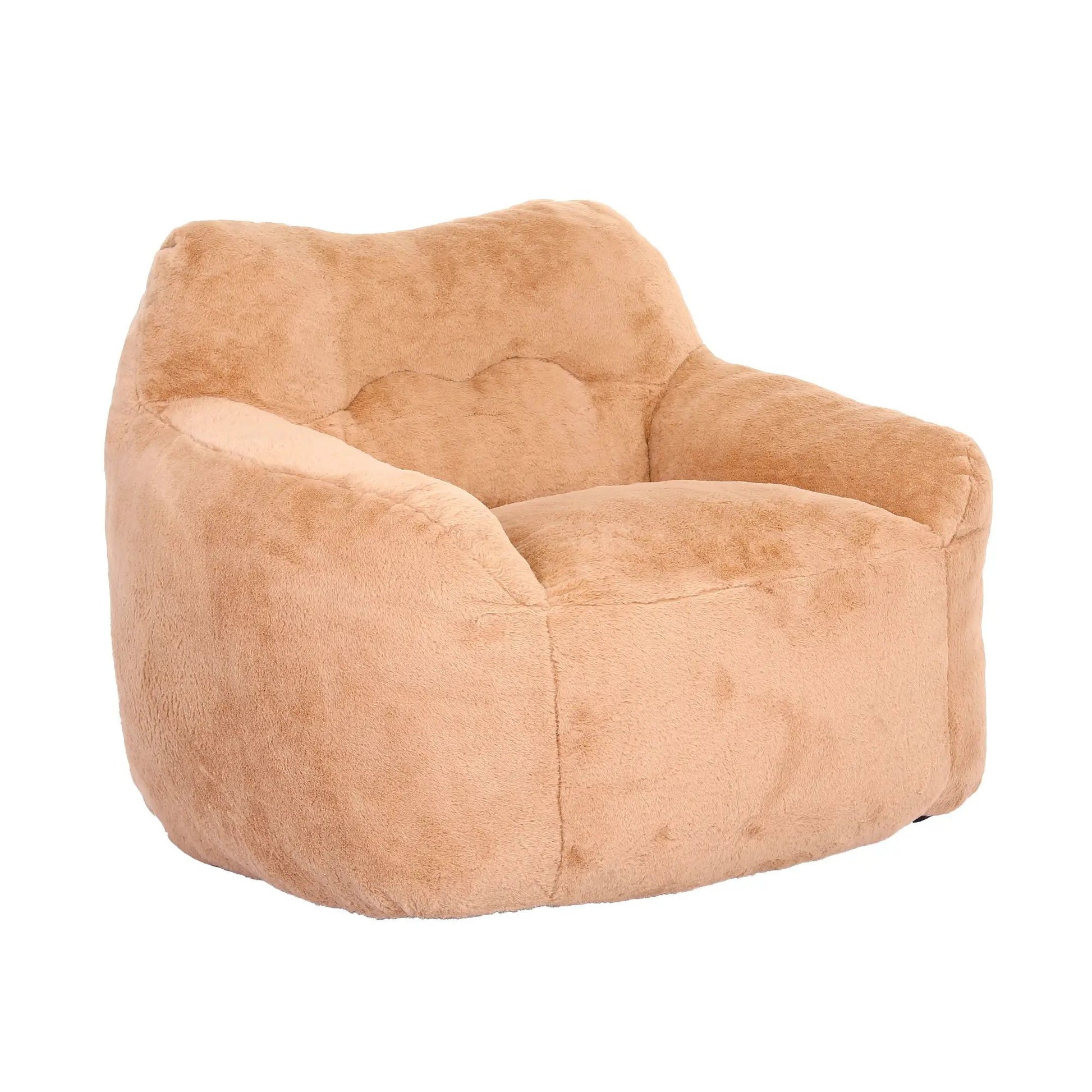 Beanbag sofa chair with armrests in beige plush fabric, HD foam by Unique Piece Furniture on Tampa Home & Garden Store