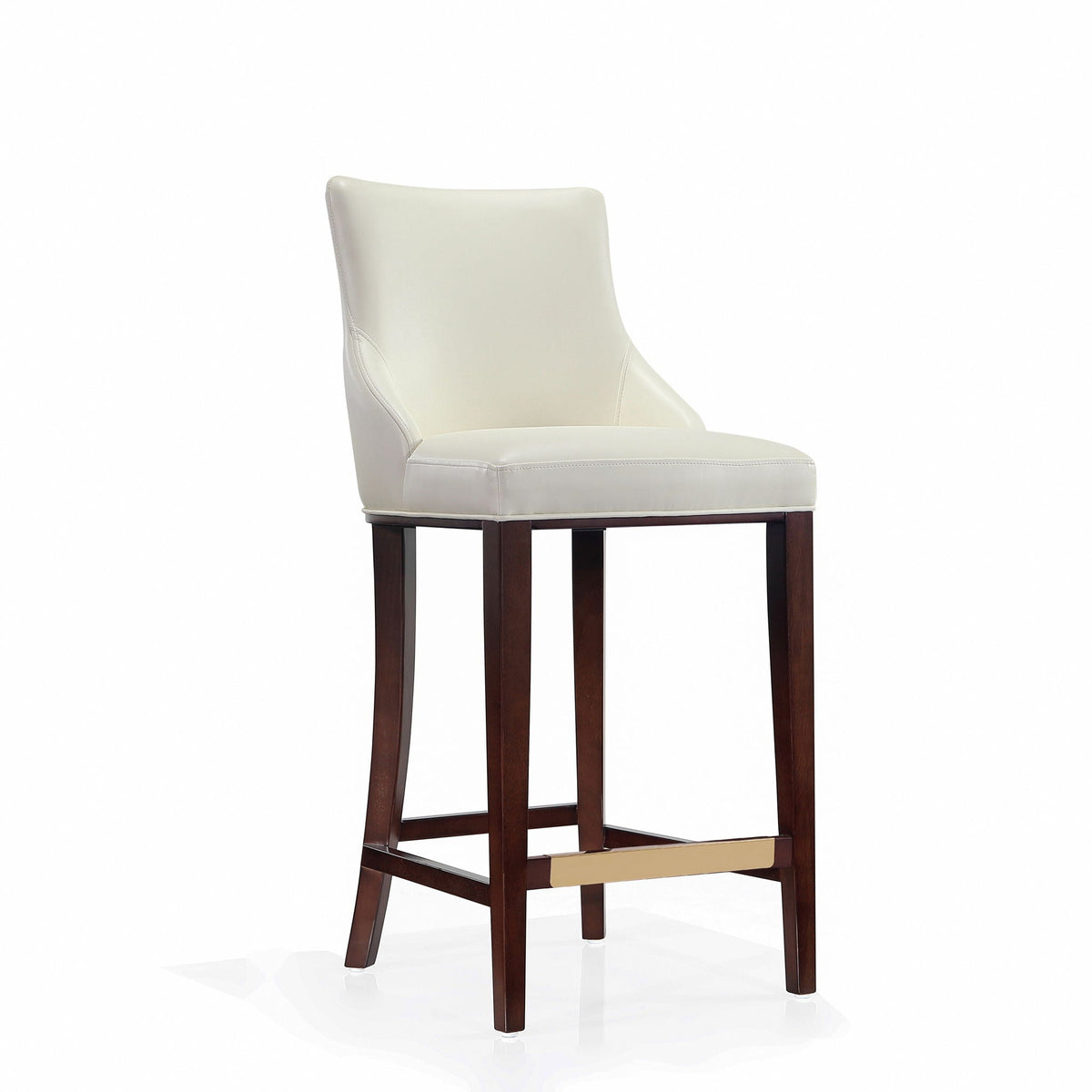 Ivory leatherette bar-height barstool with backrest, dark wood legs 28–30 in HouseOfZazla on Tampa Home & Garden Store