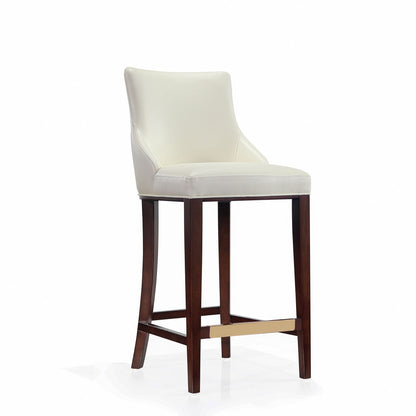 Ivory leatherette bar-height barstool with backrest, dark wood legs 28–30 in HouseOfZazla on Tampa Home & Garden Store