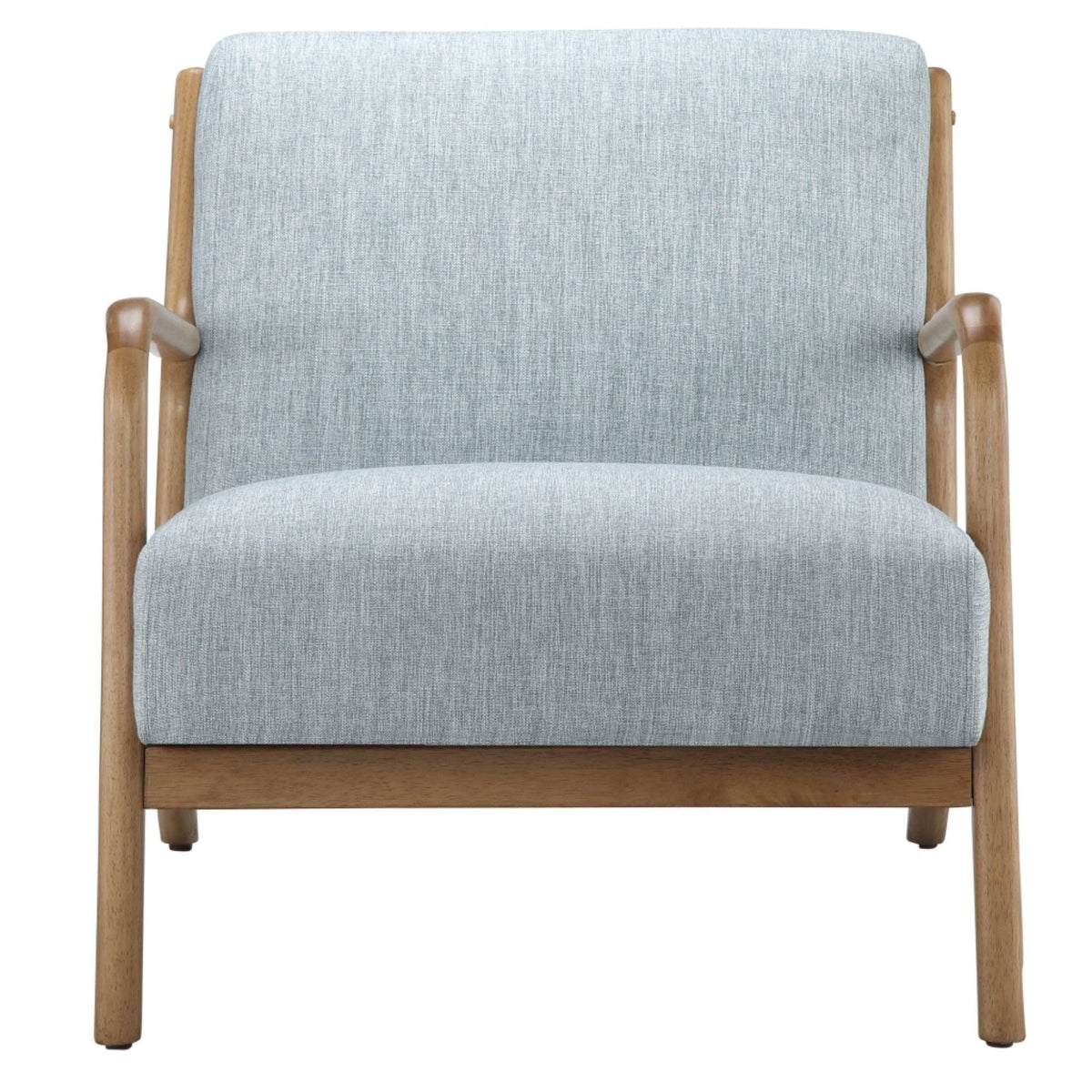 Mid-Century style lounge chair with upholstered light gray seat and wooden frame HouseOfZazla on Tampa Home & Garden Store