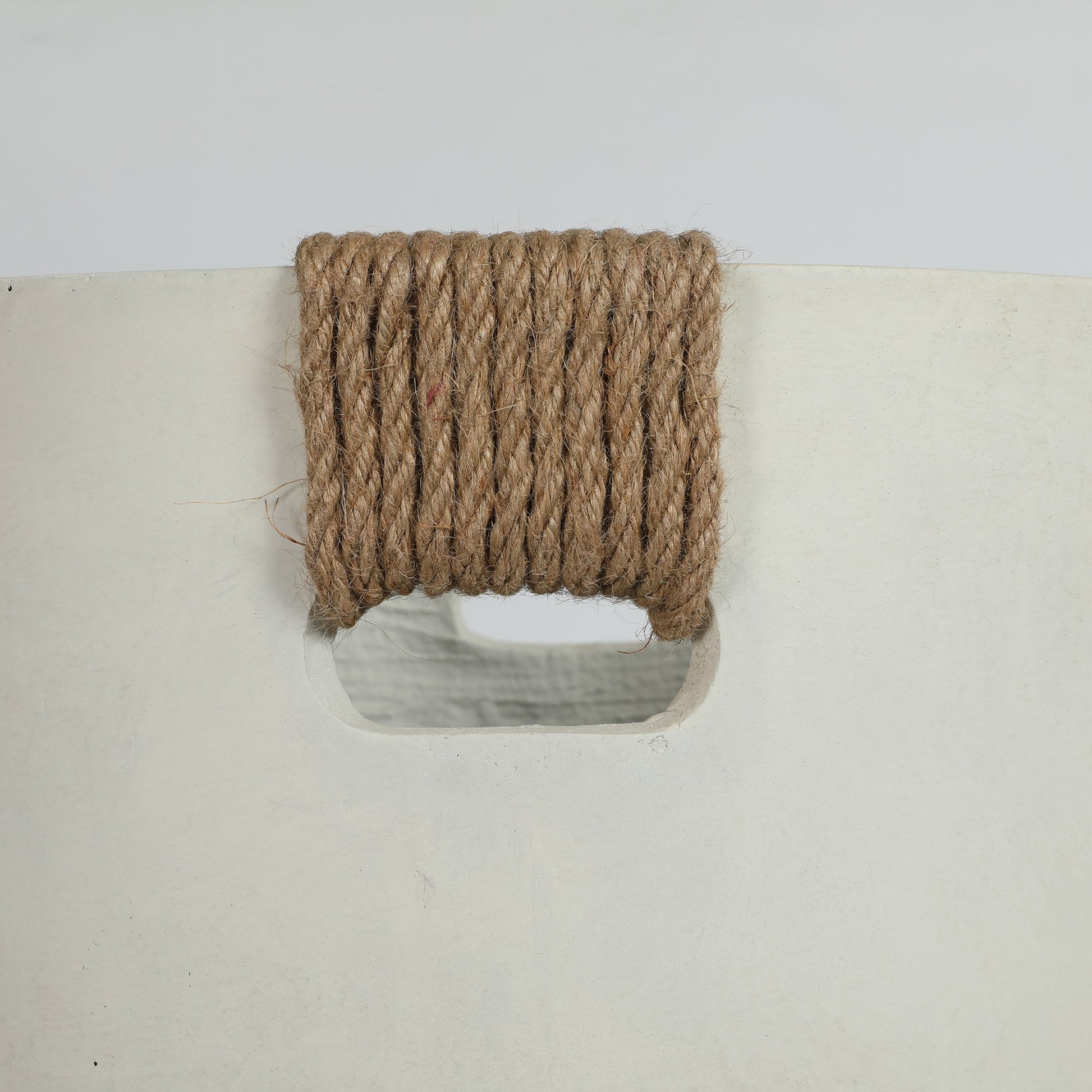 Round concrete planter with natural jute rope wrap, off-white handmade, large HouseOfZazla on Tampa Home & Garden Store