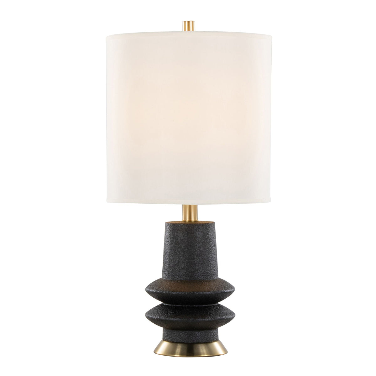 Lloyd contemporary table lamp set of 2 with black textured base and cream shade on Tampa Home & Garden Store