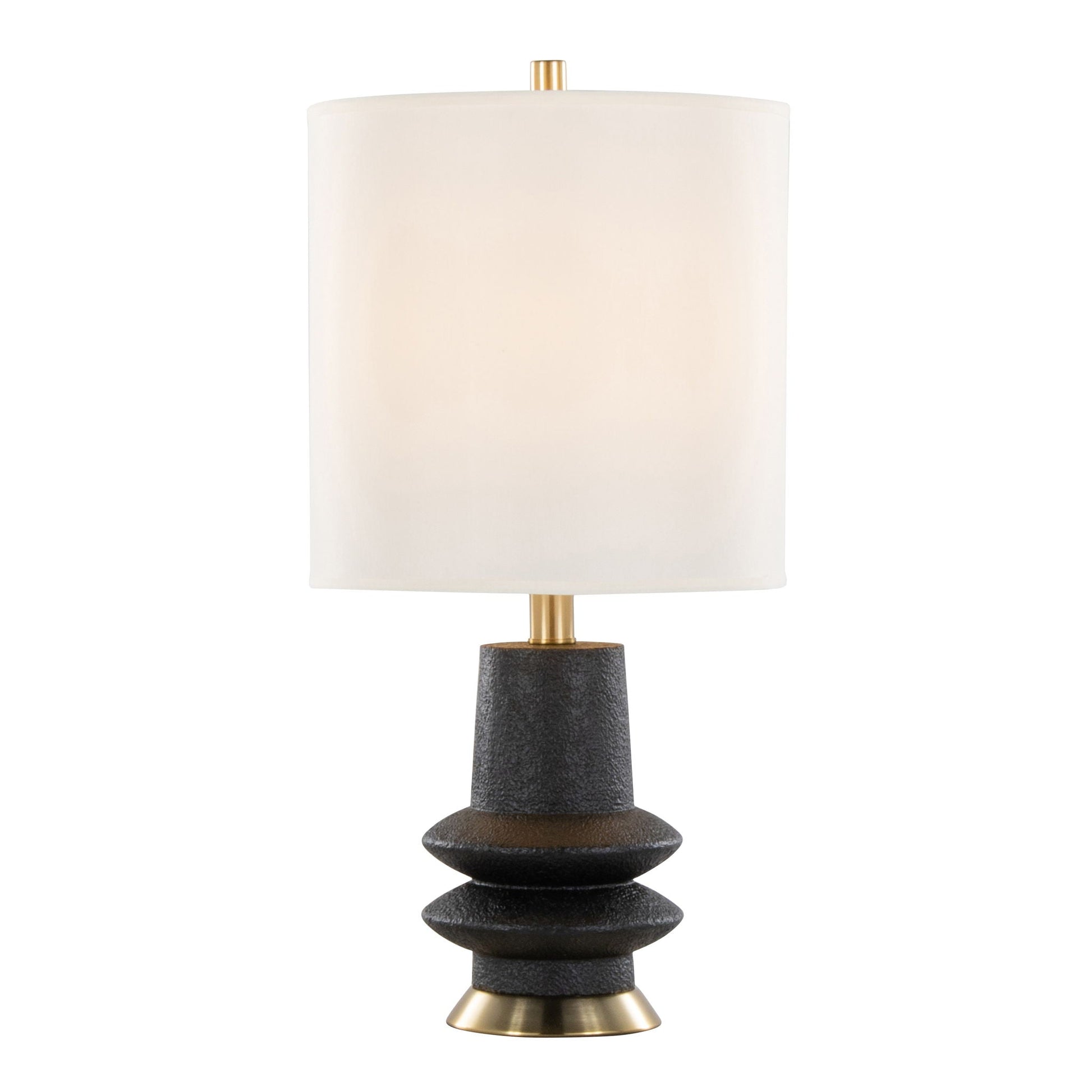 Lloyd contemporary table lamp set of 2 with black textured base and cream shade on Tampa Home & Garden Store