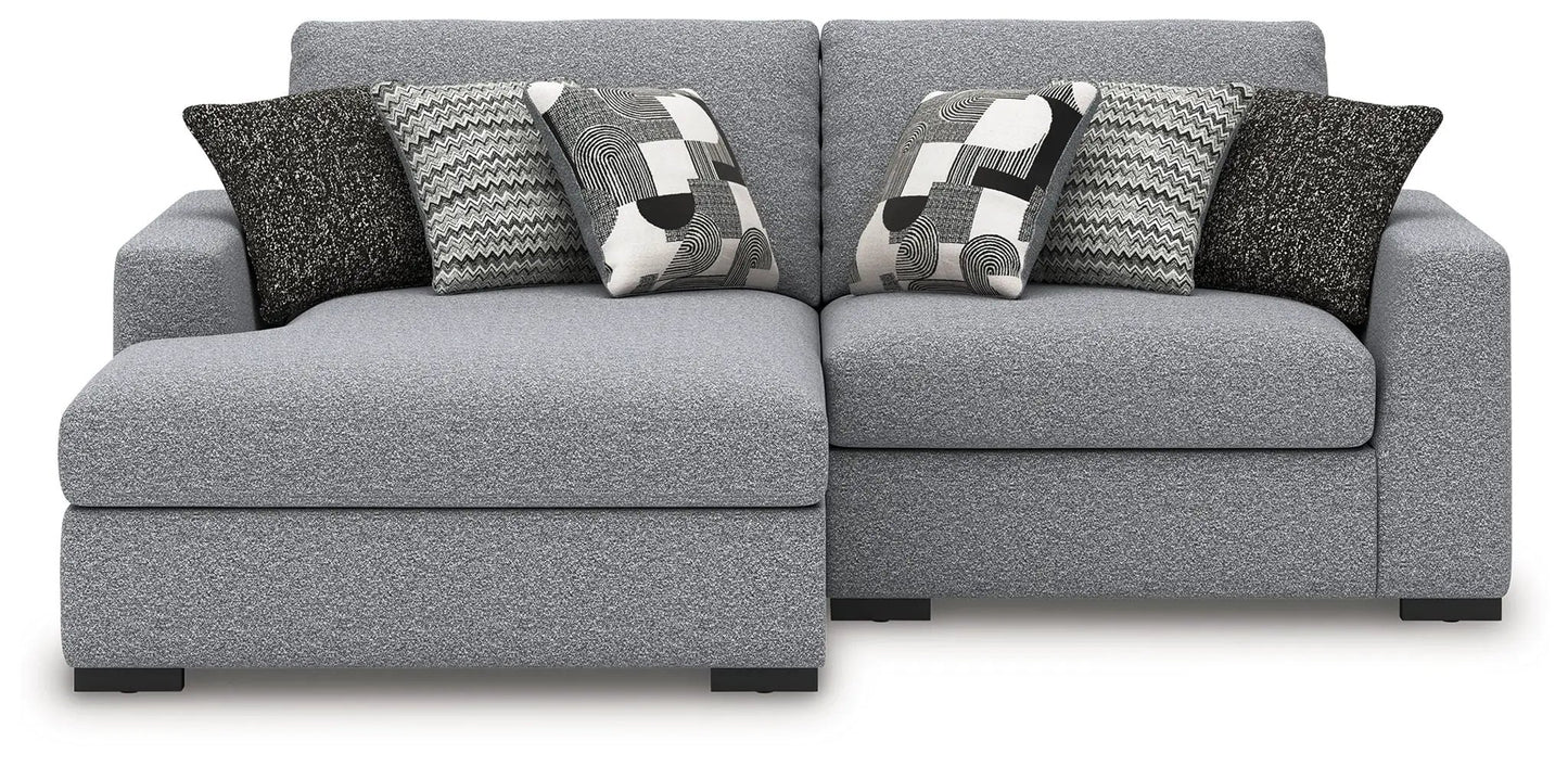 Bealton sectional sofa in gray fabric with black-white geometric throw pillows, 2pc set on Tampa Home & Garden Store