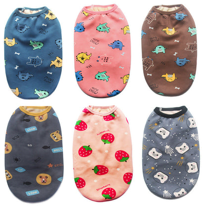 Pet Zen plush vest set for autumn winter, six outfits with dinos strawberries pandas on Tampa Home & Garden Store