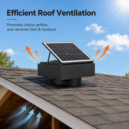 14-inch adjustable square solar roof exhaust fan, 60W dual-power attic ventilator by HouseOfZazla on Tampa Home & Garden Store