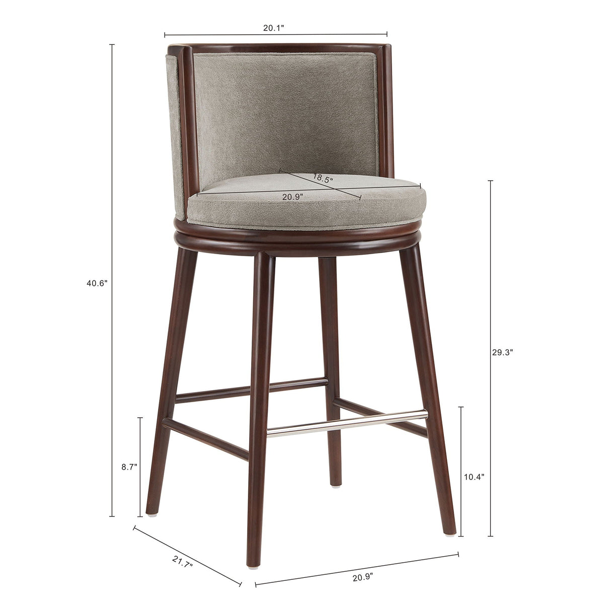 Evalyn Dove barstool, griege upholstery, bar height 28-30, by HouseOfZazla on Tampa Home & Garden Store