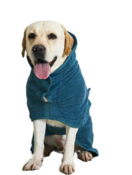 Absorbent Pet Bathrobe waist-wrapped microfiber in teal by Pet Zen on Tampa Home & Garden Store