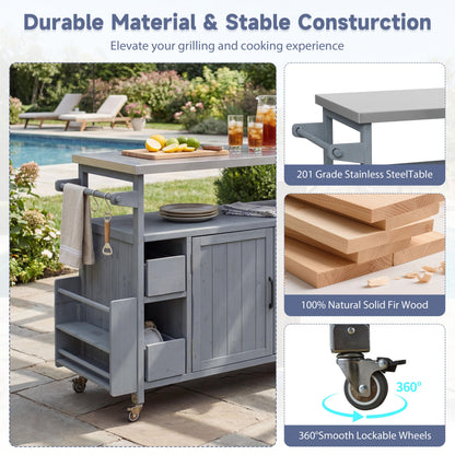 Farmhouse Rolling Outdoor Kitchen and Cart