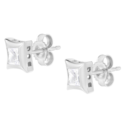 Diamond stud earrings by Bids.com, 10K white gold invisible-set princesscut 1/2 cttw, H-I SI2-I1 on Tampa Home & Garden Store