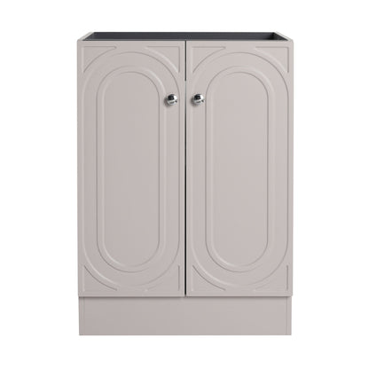 Freestanding bathroom vanity with soft close by HouseOfZazla, light gray two-door design on Tampa Home & Garden Store