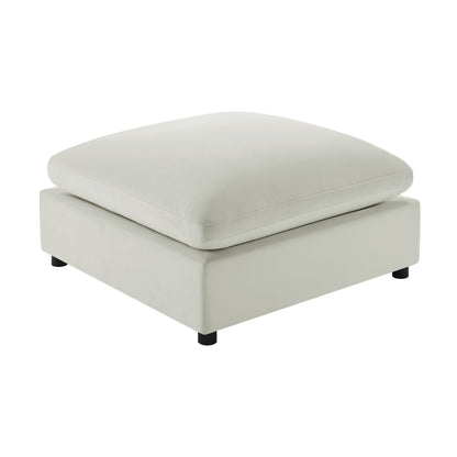 Caylie upholstered ottoman by HouseOfZazla, beige fabric with removable cover on Tampa Home & Garden Store