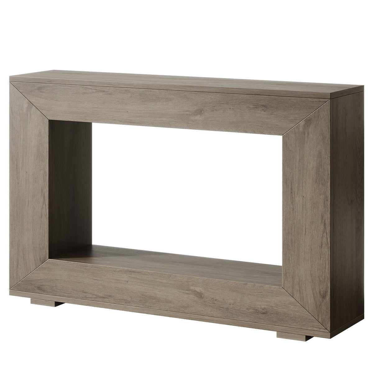 Narrow entryway storage console table with open shelf gray-brown finish by HouseOfZazla on Tampa Home & Garden Store