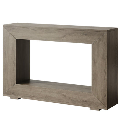 Narrow entryway storage console table with open shelf gray-brown finish by HouseOfZazla on Tampa Home & Garden Store