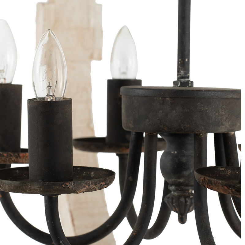 Chandelier black rust metal with candle bulbs, adjustable chain on Tampa Home & Garden Store
