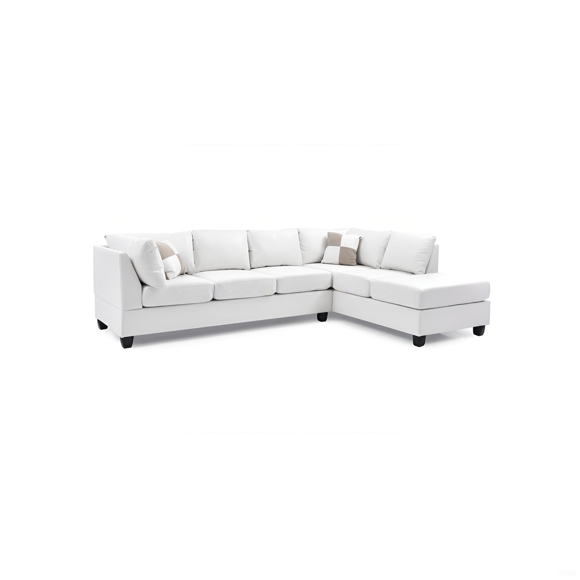 Malone Comfort Sectional by HouseOfZazla, white sofa with plush cushions on Tampa Home & Garden Store