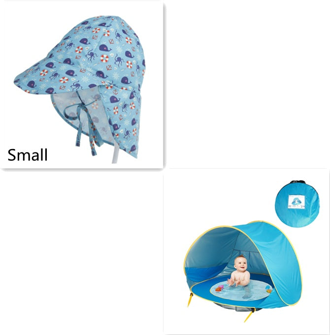 Baby Beach Tent set: blue ocean-print sun shelter and pop-up baby pool tent, 2 items, My Store on Tampa Home & Garden Store