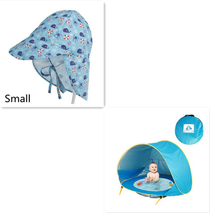 Baby Beach Tent set: blue ocean-print sun shelter and pop-up baby pool tent, 2 items, My Store on Tampa Home & Garden Store
