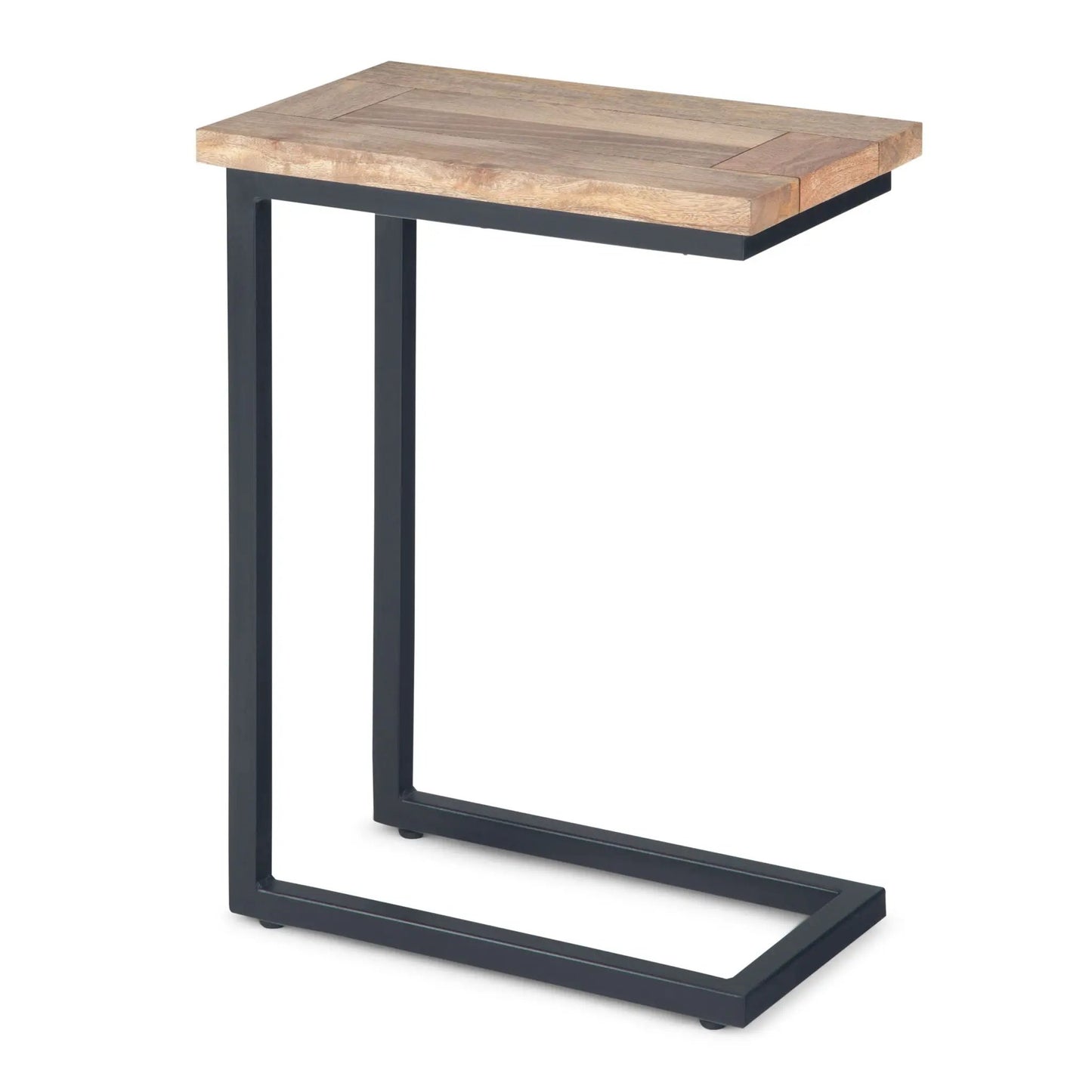 Skyler C Side Handcrafted Table wooden plank top on black metal frame on Tampa Home & Garden Store