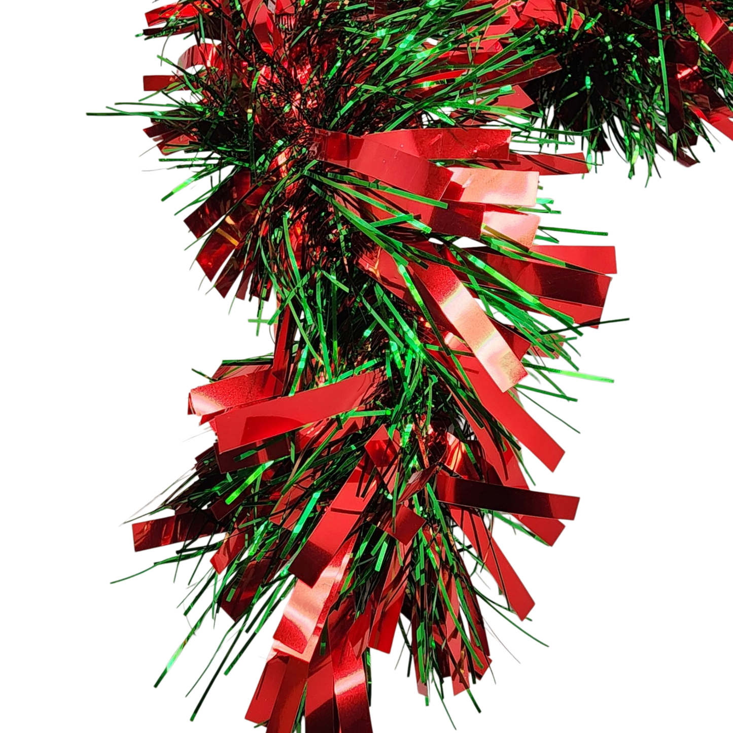 Guirlande de luxe en clinquant 6 brins de 3,65 m (12 pieds) - Rouge/Vert