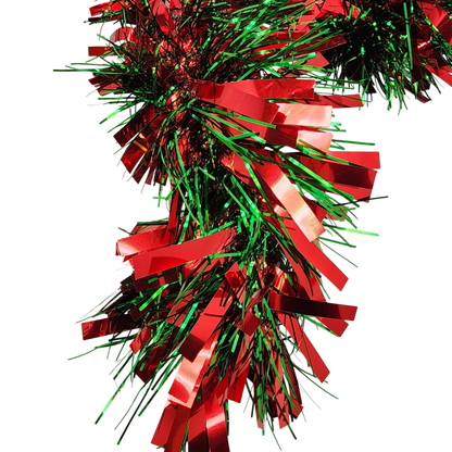 Guirlande de luxe en clinquant 6 brins de 3,65 m (12 pieds) - Rouge/Vert